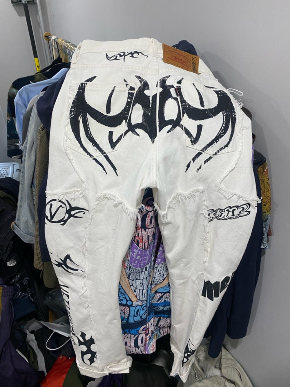 Vetements x Levi's White Jeans with Tribal Print